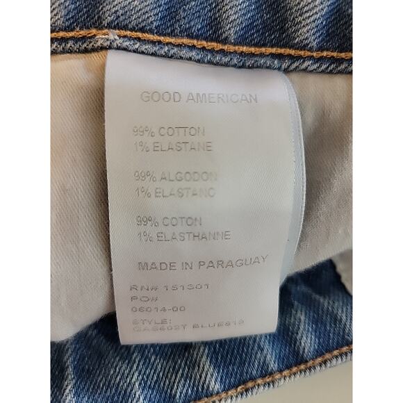 Good American Blue Denim Asymmetrical Frayed Hem Mini Skirt Women's Plus 16 - Picture 10 of 10